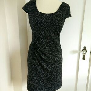 Ann Taylor ruched leopard print dress